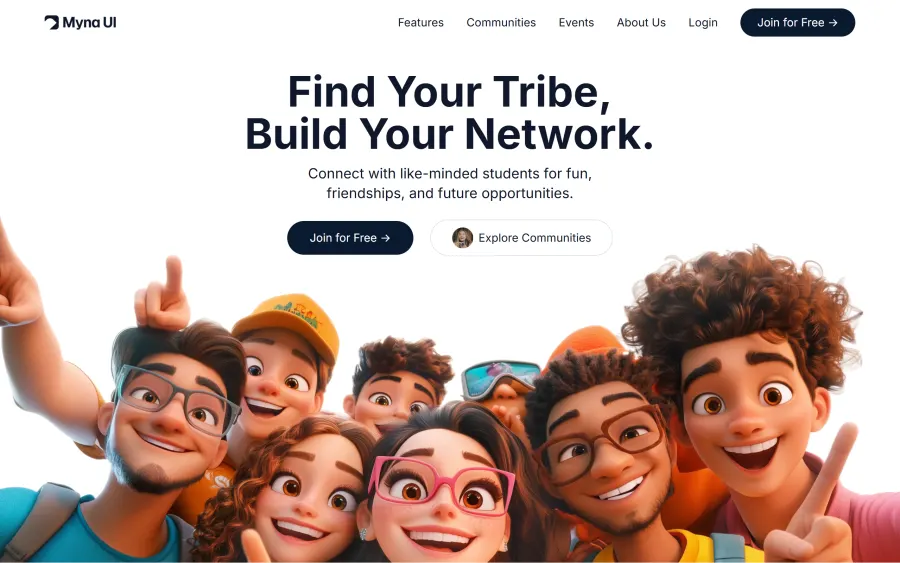 Myna UI 3D Landing Page