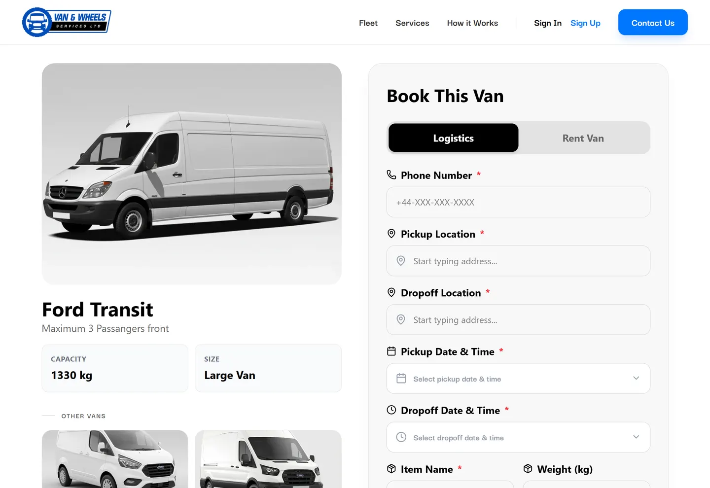 Van and Wheels contact