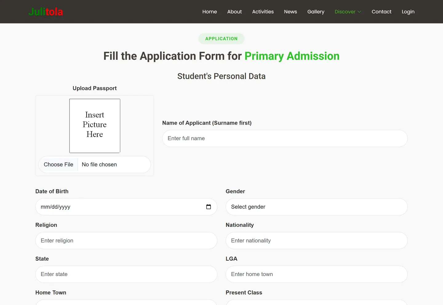Julitola Schools Application