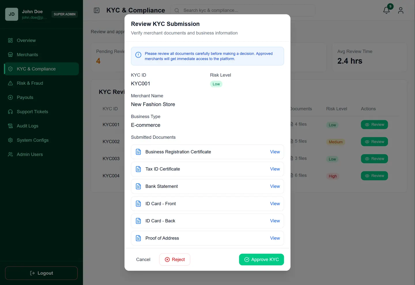 Paylink merchant KYC