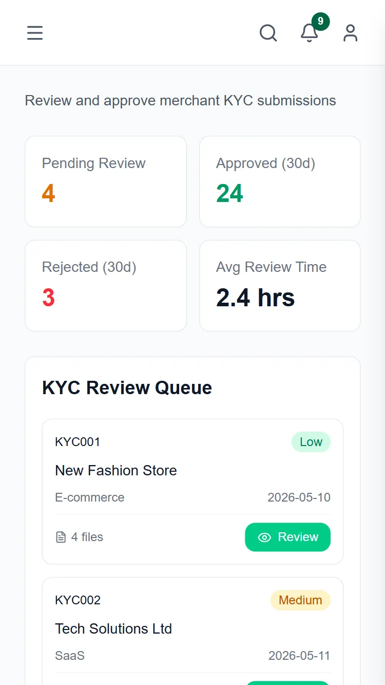 Paylink merchant KYC mobile