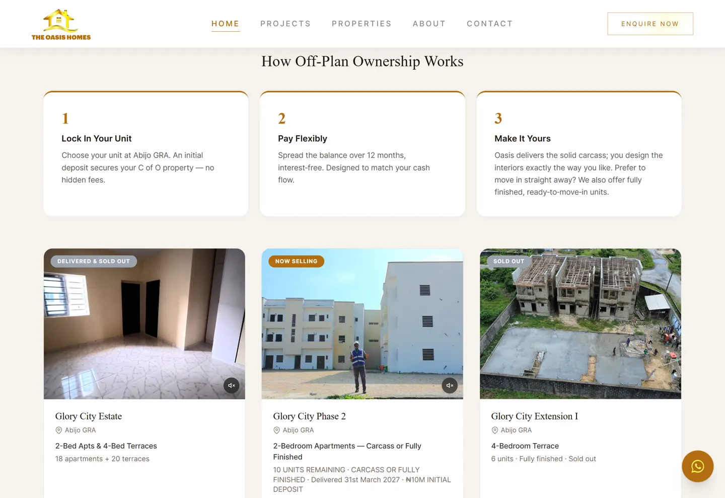 The Oasis Homes detail
