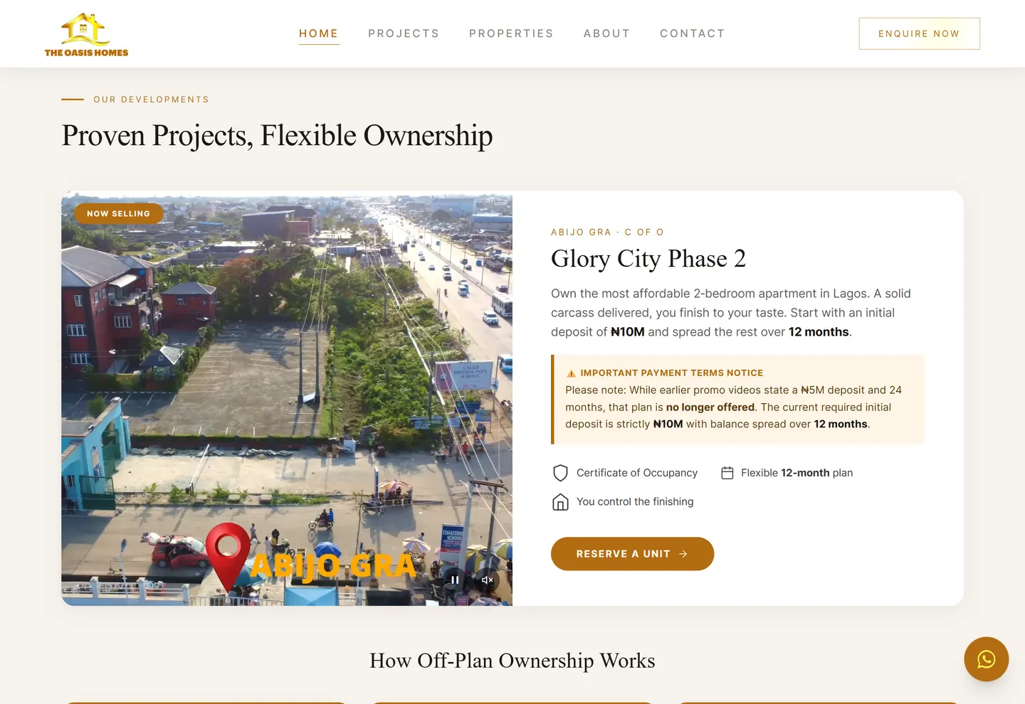 The Oasis Homes detail
